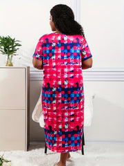 Tie Dye Gingham Print Nightdress