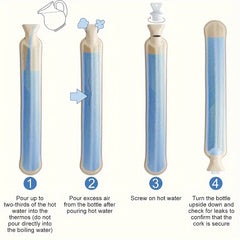 Long Rubber Hot Water Bottle 33.81oz with Lid - Winter Neck Warmer & Hand Warmer