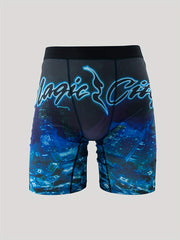 Stretch Breathable Boxer Shorts with Magic City Print for Men