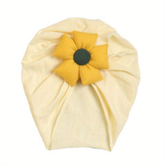 Kids Stretch Checkered Flower Bag Head Hat