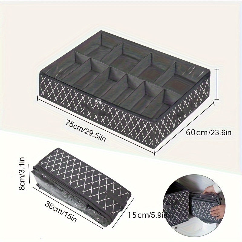2pcs Under Bed Shoe Storage Organizer Foldable Fabric Shoes Container Box