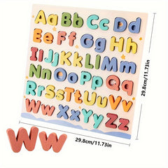 Wooden Letter Puzzle Board 52 Uppercase & Lowercase Letters Toy for Kids