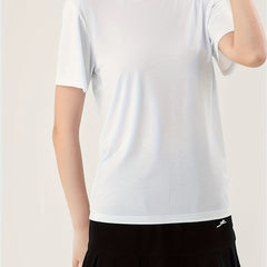 Solid Crew Neck Short Sleeve T shirts Quick Drying Moisture Wicking Breathable