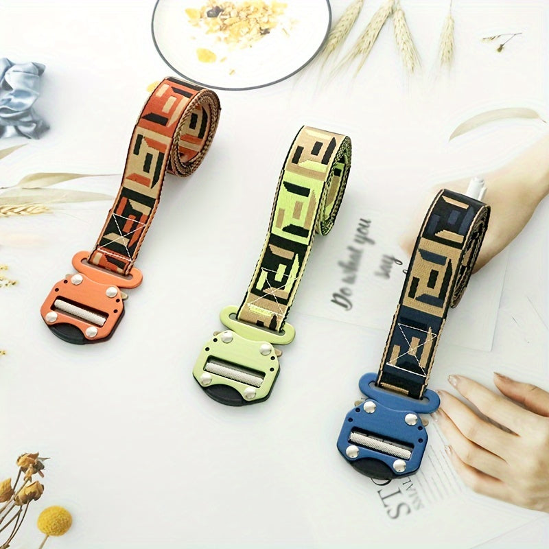 Colorful Quick Release Metal Buckle Jacquard Nylon Belt Men's Outdoor Waistband