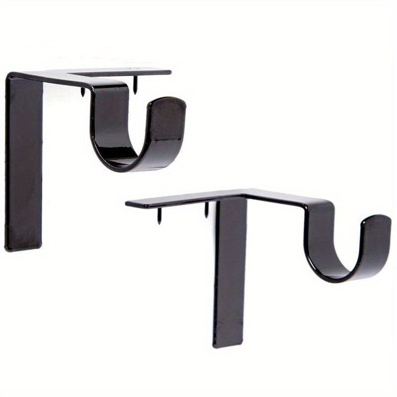 4pcs No Drill Curtain Rod Bracket Adjustable Metal Heavy Duty Curtain Rod Holder