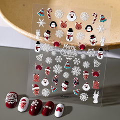 Christmas 5D Nail Stickers Santa Claus Fawn Socks Christmas Tree