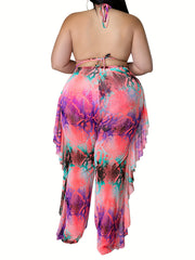 Tie Dye Print Crop Top & Pants Set