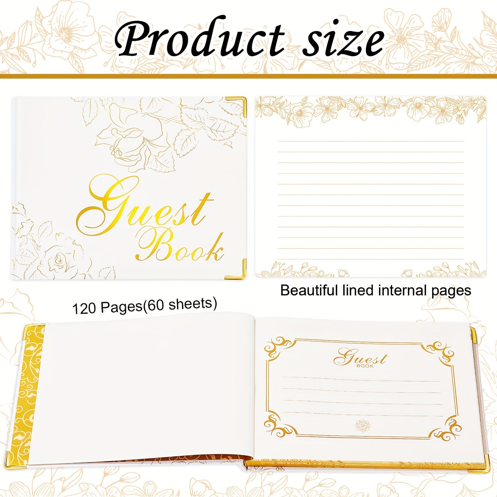 Wedding Guest Book 22x17 Hardcover 120 Page Golden Foil Gilded Edges