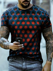 3D Dense Hole Pattern Vision Illusion Graphic Tee for Men