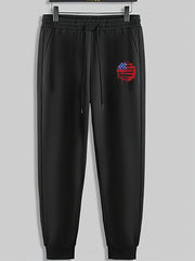 Red Lines Dots Print Men's Pants Drawstring Sweatpants