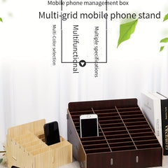 12 Grid Wooden Cell Phone Organizer Box, Classroom Desktop Storage