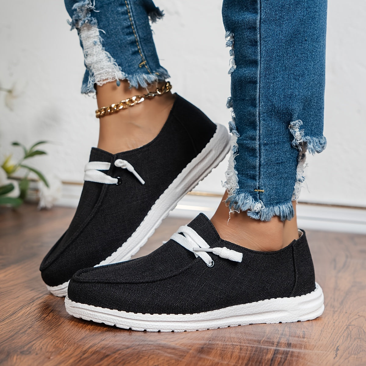 Women's Lightweight Lace Up Sneakers, Low Top Shoes
