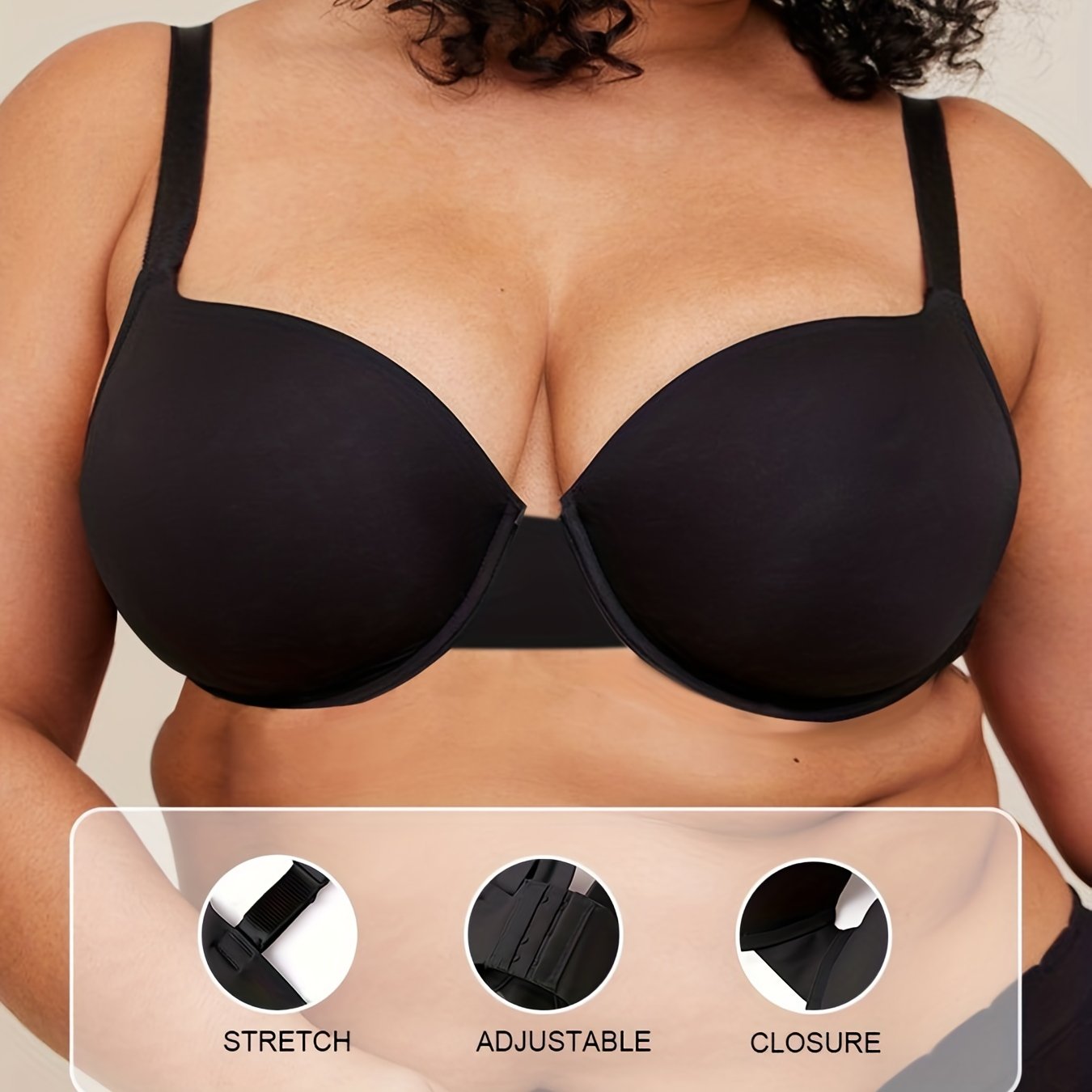 Women's Seamless Molded Cup Plus Size Underwire T Shirt Bra
