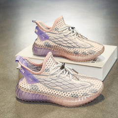 Boys Breathable Woven Sneakers Lightweight Non Slip Lace Up Shoes