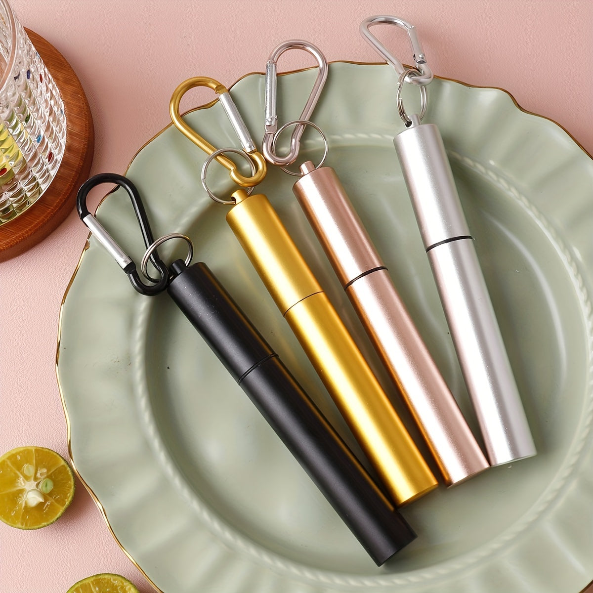 3PCS Retractable Stainless Steel Coffee Tea Milk Straw
