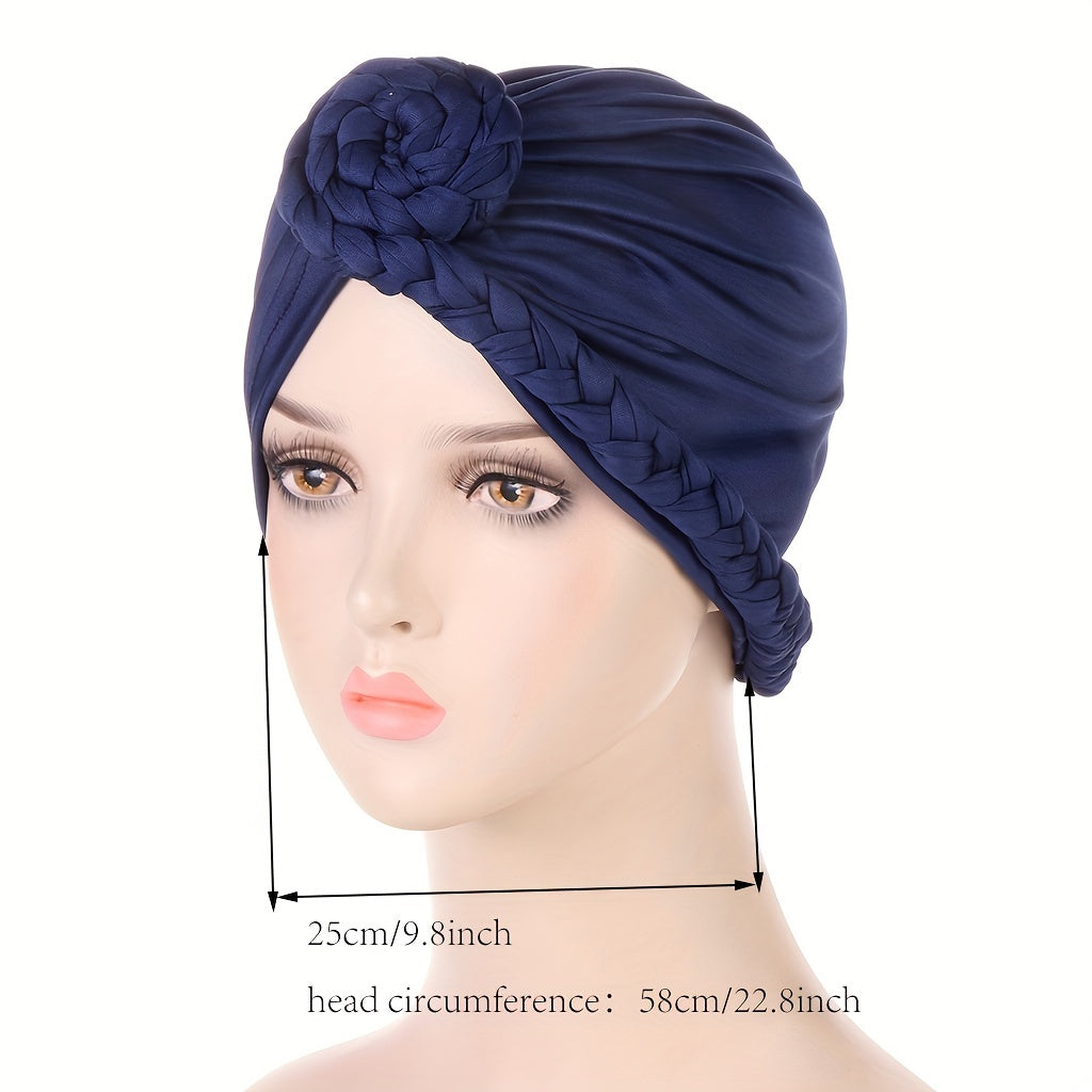 Round Twist Braided Turban Cap Elastic Head Wrap Head Scarf Chemo Cap