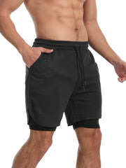 Men's Double Layer Sports Shorts With Inner Pocket for Gym Workout