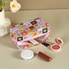 Floral Pattern Makeup Bag PVC Waterproof Zipper Cosmetic Bag