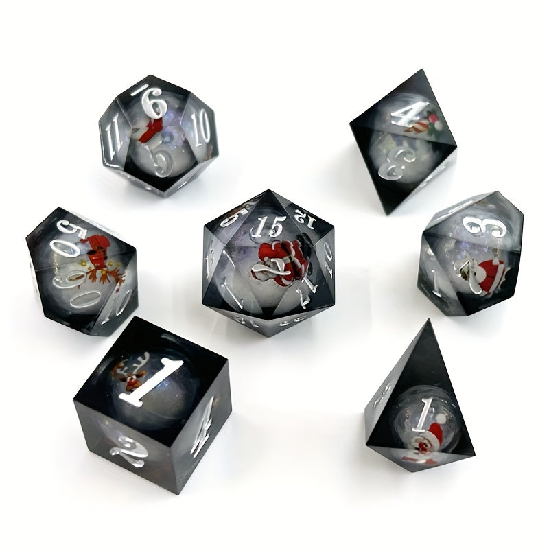 7pcs Christmas Liquid Core Dice For Board Game Holiday Entertainment Dice