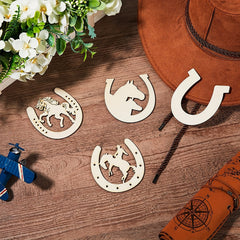 12pcs Wooden Horseshoe Cutouts Unpainted DIY Pendant