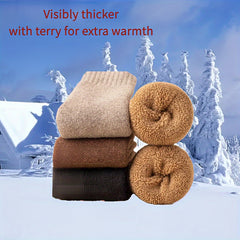 4 Pairs Wool Socks Winter Extra Thick Warm Crew Socks Cashmere Cotton