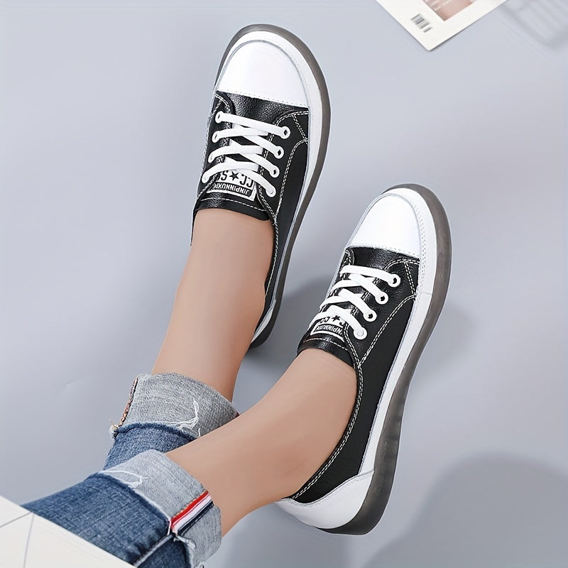 Women's Lace Up Flat Shoes Low Top Walking Sneakers