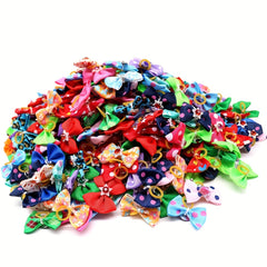 20pcs Bowknot Hair Ties for Pets - Stylish Accessories for Grooming
