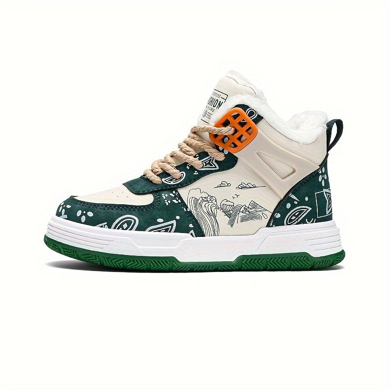 Girls' High Top Skate Shoes Warm Plush Lining Non Slip Casual Sneakers Winter