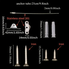 Child Safety Anti Tip Straps Kit - Wall Anchor for Earthquake Proof Furniture