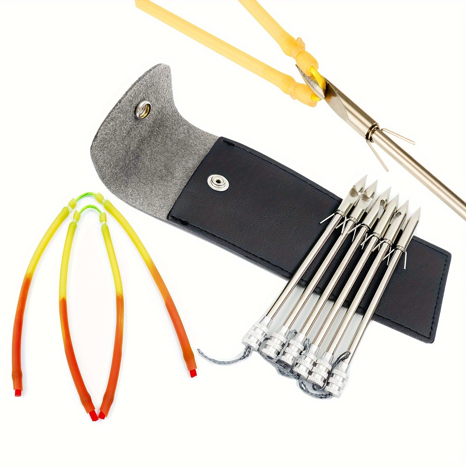 6pcs Stainless Steel Fish Dart Set w/ Pouch & Bands