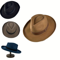 Woolen Big Brim Sunshade Fedora Hat for Party