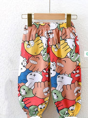 Girls Cartoon Print Casual Trousers Breathable Loose Fit Sports Sweatpants