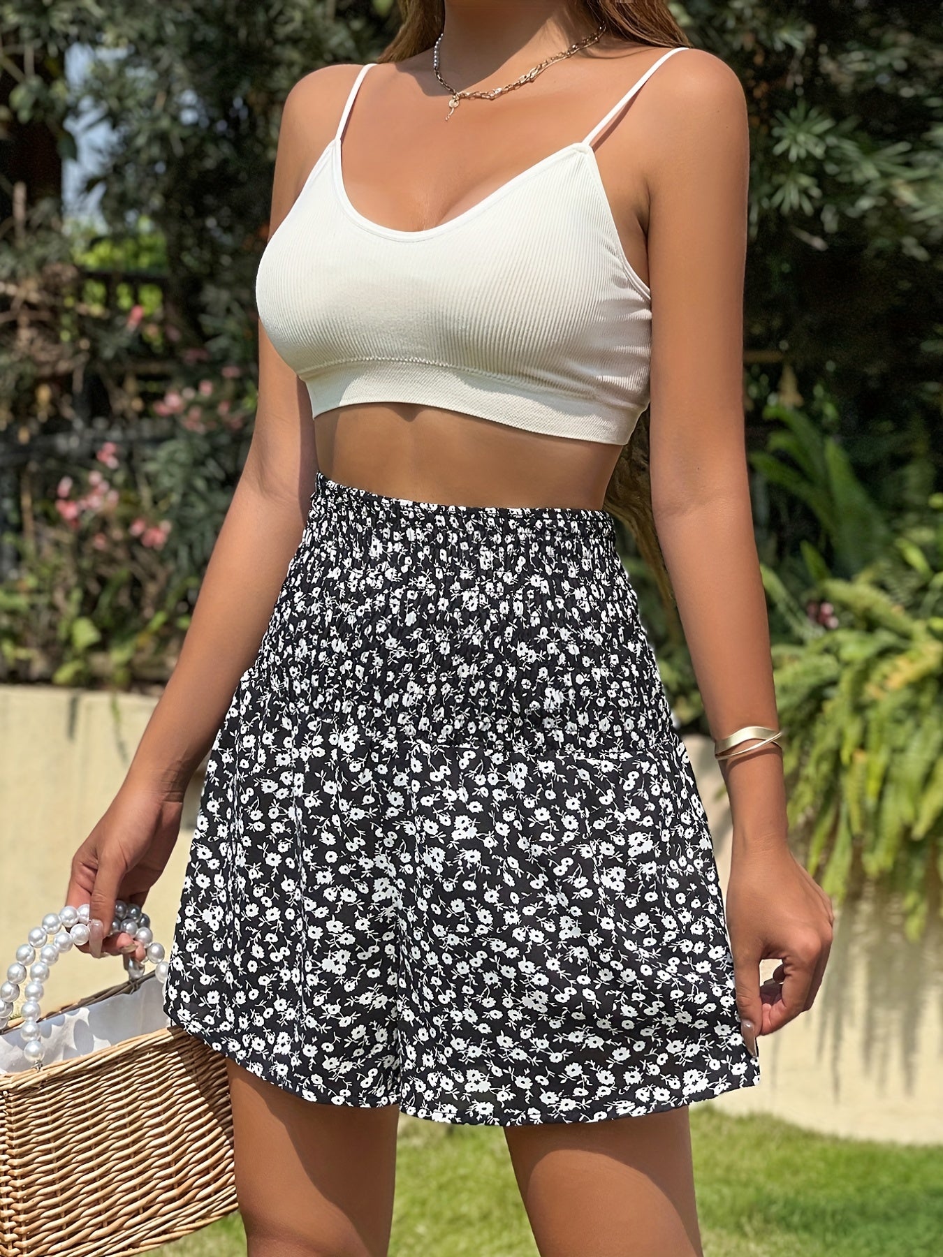 Floral Print High Waist Shorts for Spring & Summer