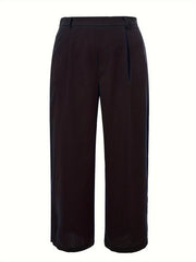 Women's Plus Solid Elastic High Rise Casual Pants