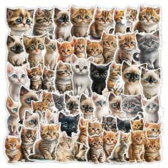 50 Big Eyed Cat Graffiti Stickers for Halloween & Christmas Decor