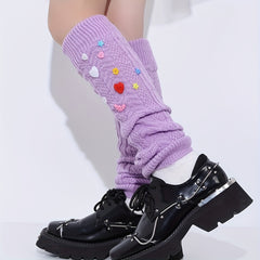 Buttons Decor Leg Warmers Knitted Socks Women's Stockings
