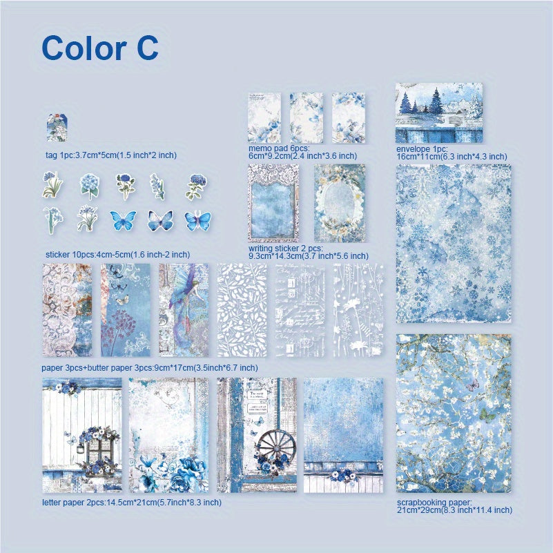 40pcs Vintage Scrapbook Supplies Retro Plants Flowers Butterflies DIY Art Crafts