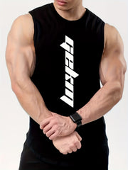 Men's Sleeveless Shirt Quick Dry Breathable Letter Print Tank Top