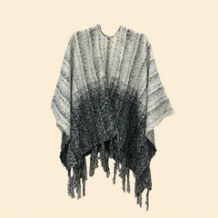Gradient Shawl Wrap Tassel Poncho Cape Cardigan Sweater