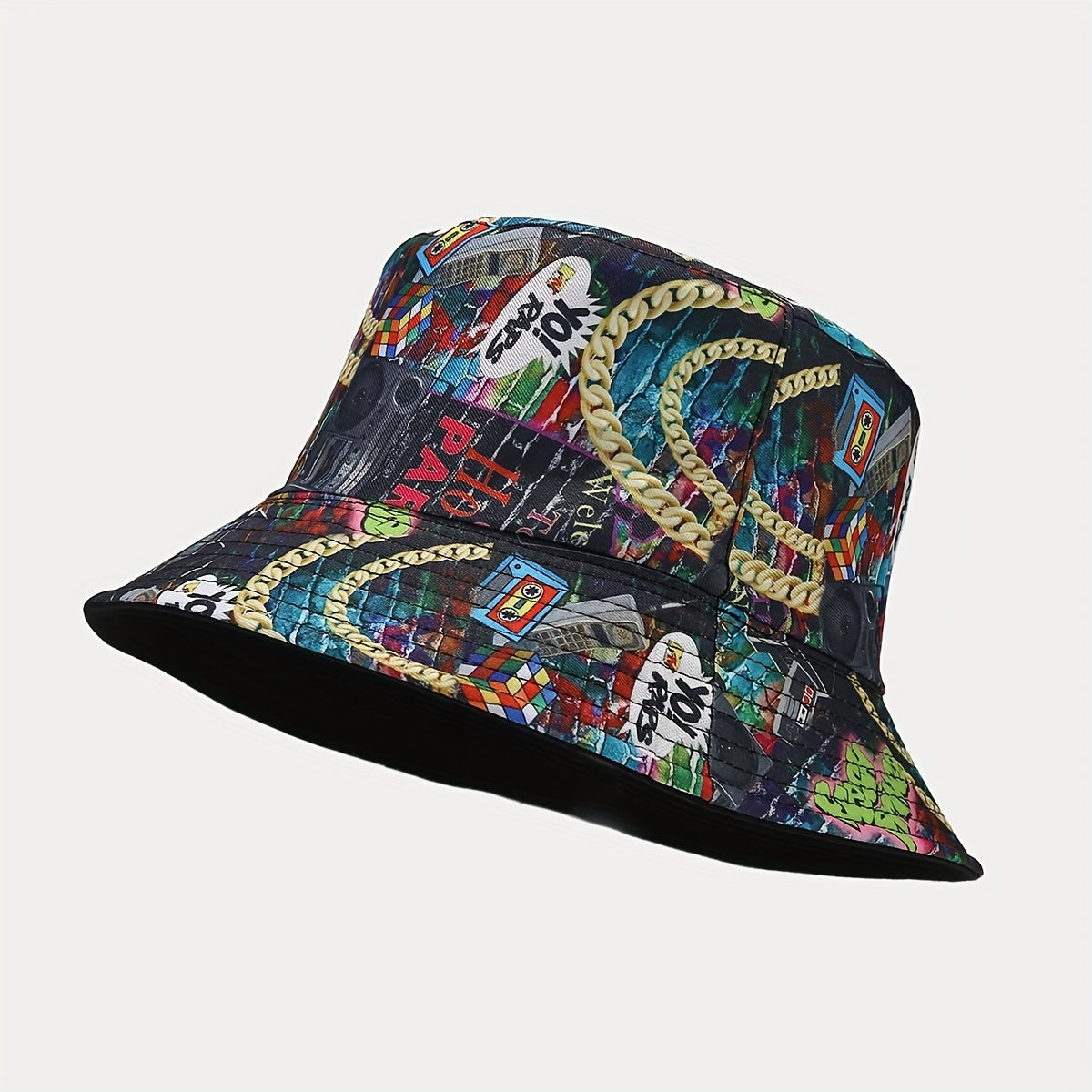 Classic Nostalgic Graffiti Double sided Fisherman Hat