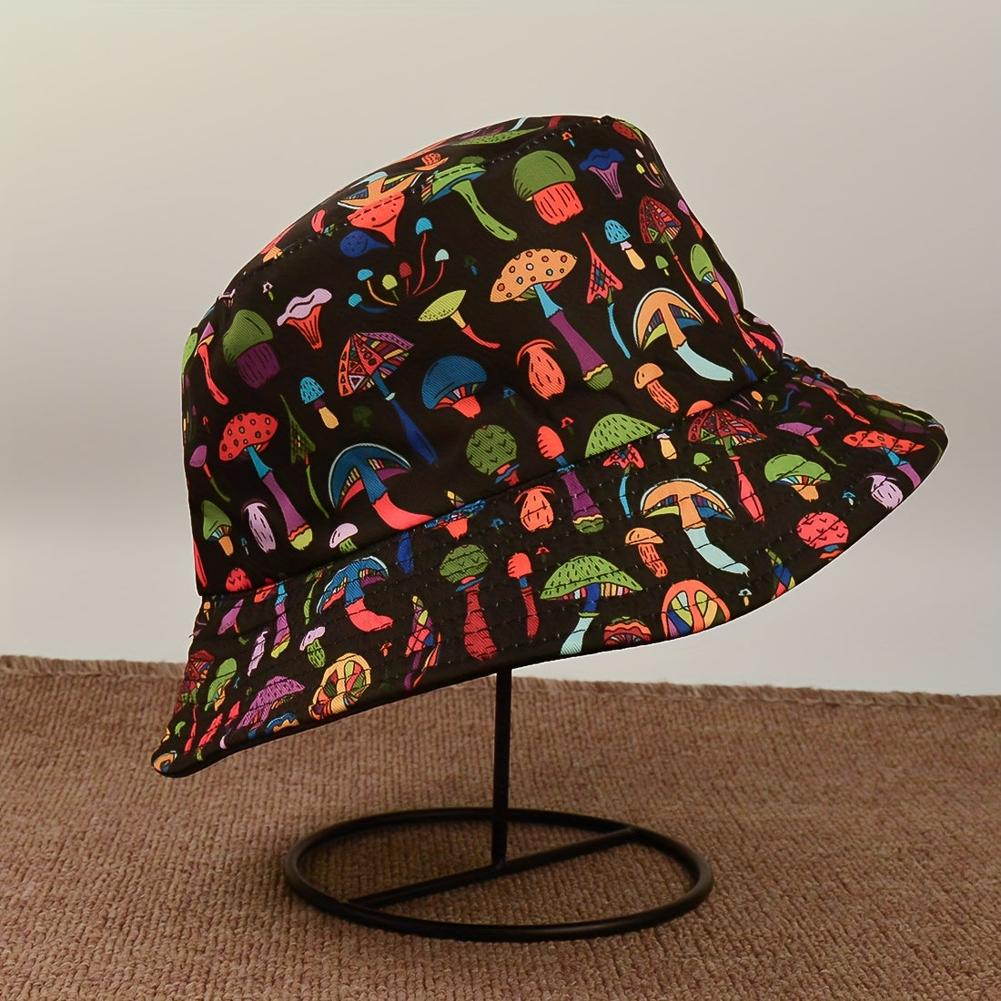 Versatile Mushroom Print Sunshade Bucket Hat for Daily Shopping