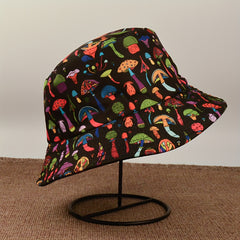 Versatile Mushroom Print Sunshade Bucket Hat for Daily Shopping