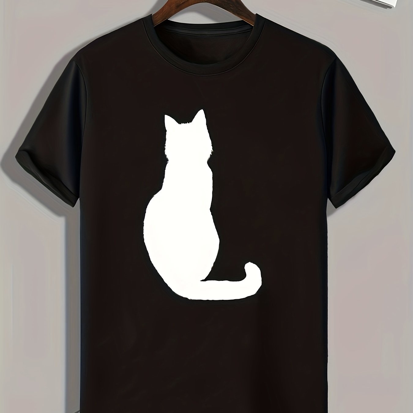 Cat Pattern Print Men's Comfy Sports T-shirt Graphic Tee