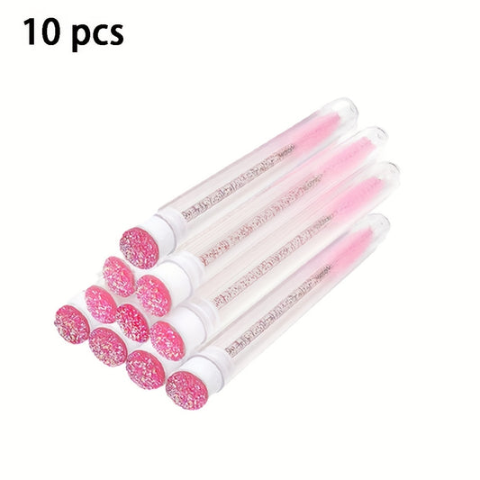 10pcs Eyelash Brush With Dust-proof Tube Container