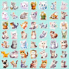 50pcs Watercolor Cat Graffiti Stickers Vinyl Waterproof Stickers
