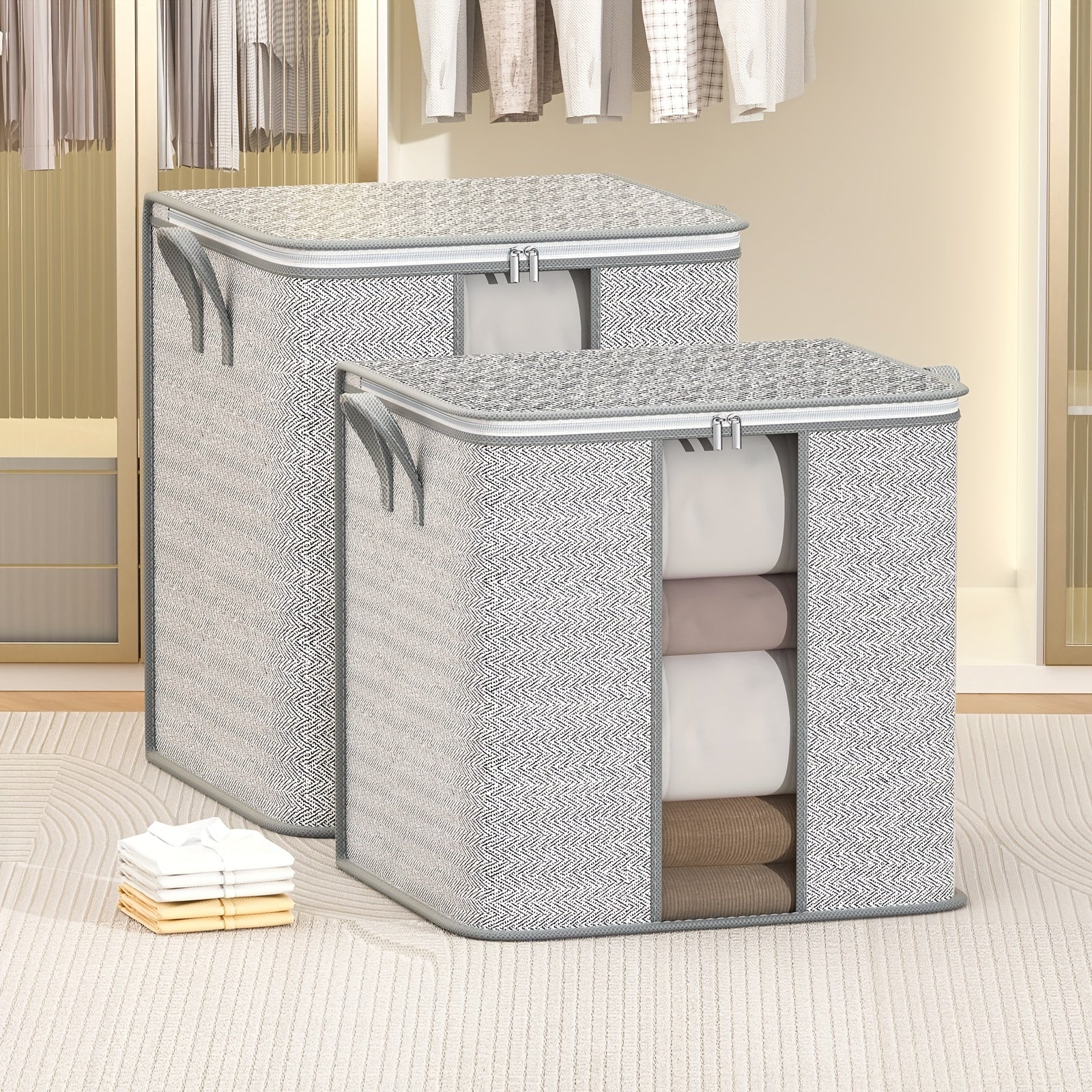 Portable Clothes Storage Bag with Window - Space Saving Organizer