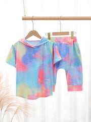 Boys Teen Tie Dye Hooded T-Shirt & Shorts Set for Summer