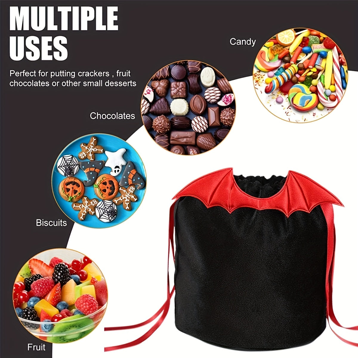 Red Bat Ears Halloween Candy Bag Trick Or Treat Candy Gift Bags