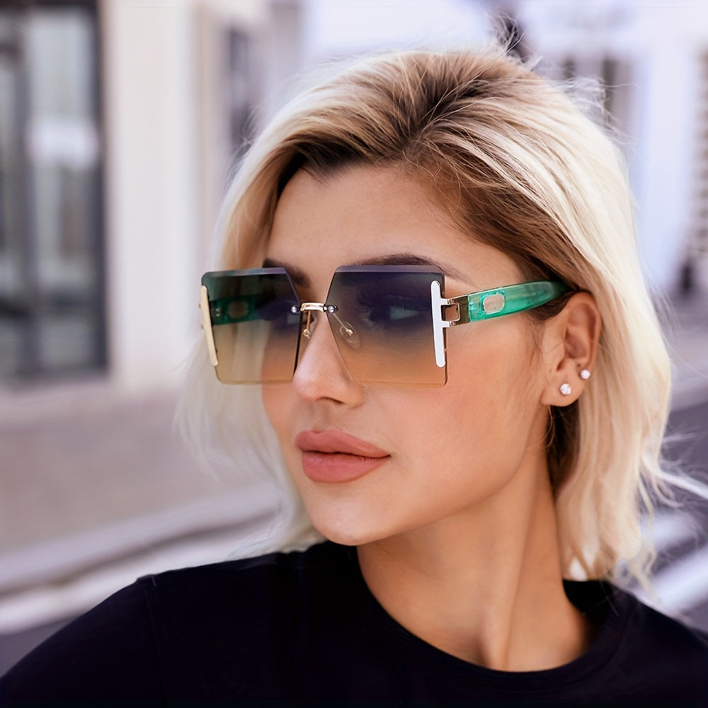 Oversized Square Frame Sunglasses Gradient Lens Glasses