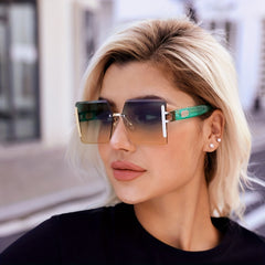 Oversized Square Frame Sunglasses Gradient Lens Glasses